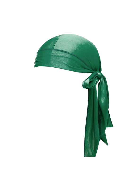 Satin Solid Color Durag for Men, Hip Hop Pirate Head Wrap, Soft Stretch Do Rag Bandana, Long Tail Tie Hair Head Scarf