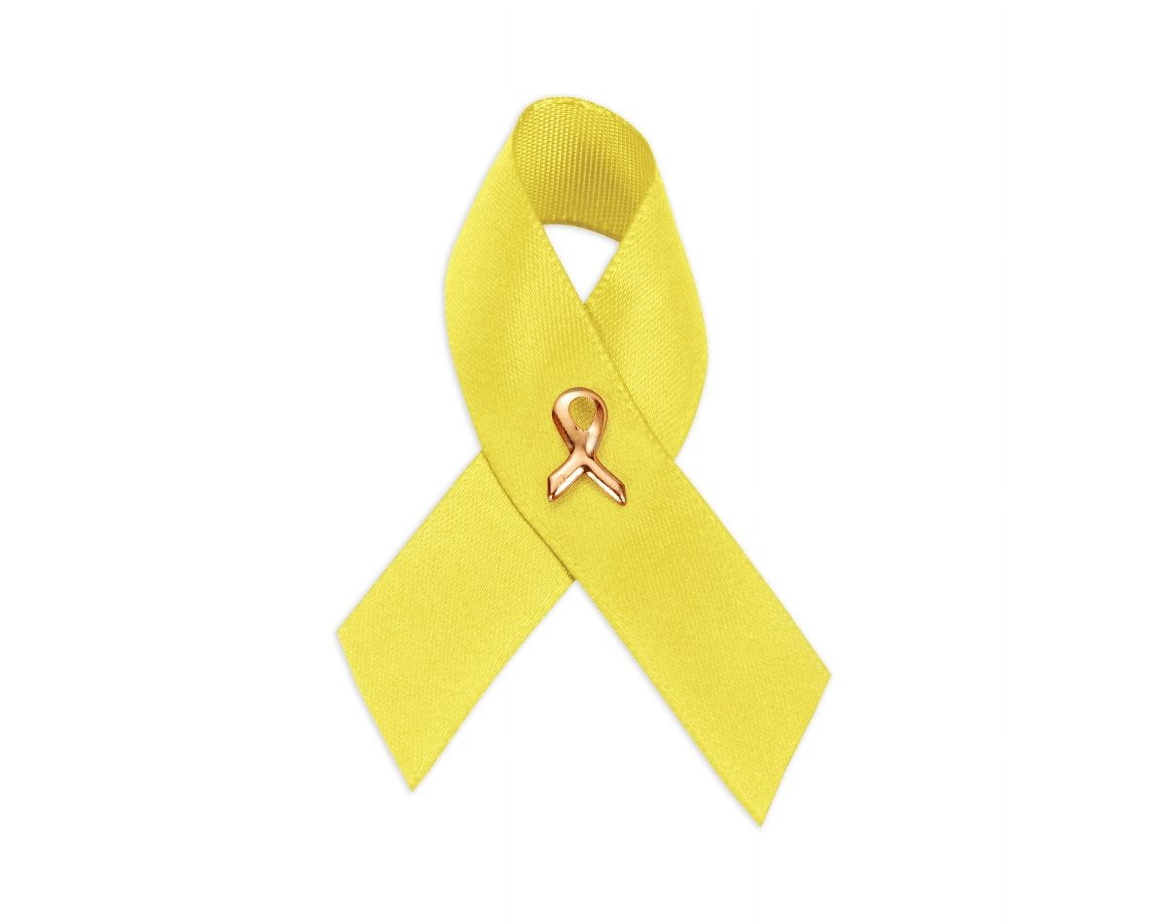 Spina Bifida Awareness Yellow Ribbon Pin - Large Flat Sterling Silver Plated (1 Inch) - View #7