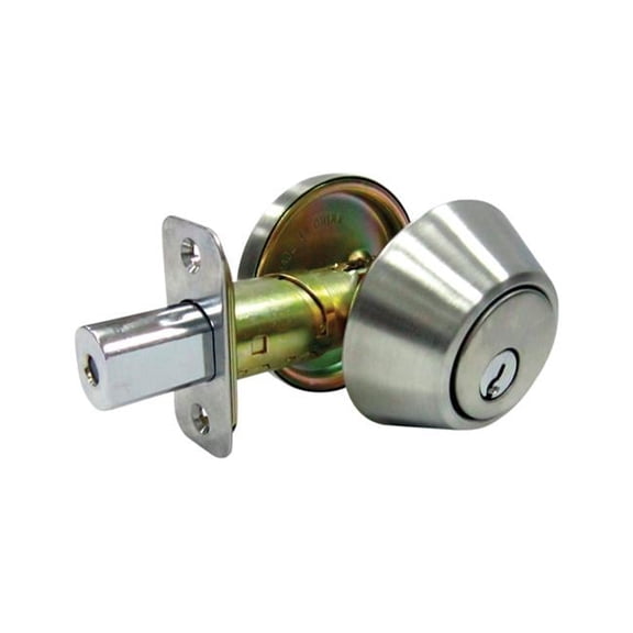 Satin Stainless Steel Metal Single Cylinder Deadbolt - ANSI Grade 3, 1.75 in.