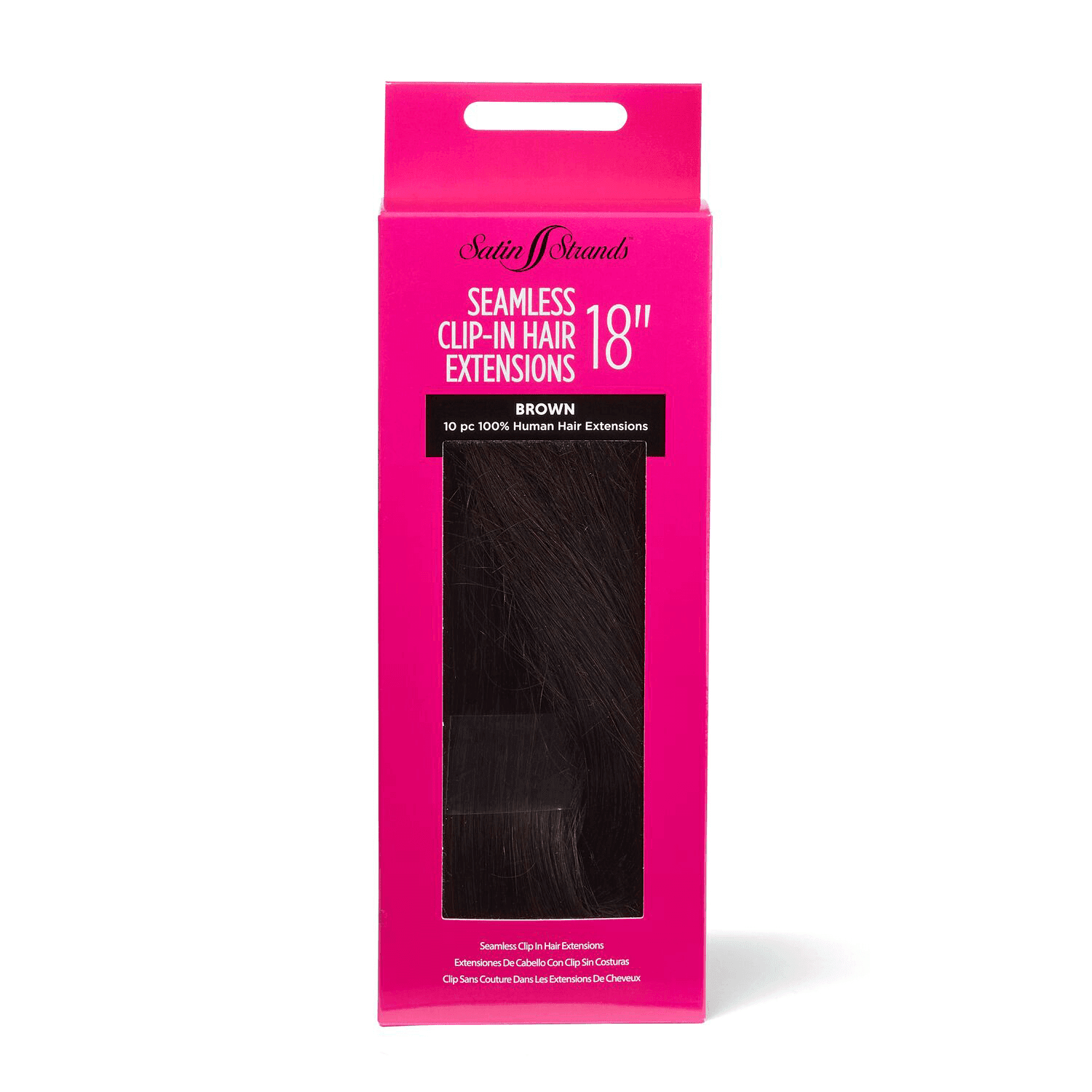 Satin Strandz Human Hair Extensions Amazon.com : Satin Strands 18 Inch Dark Brown Seamless Clip  main image 4