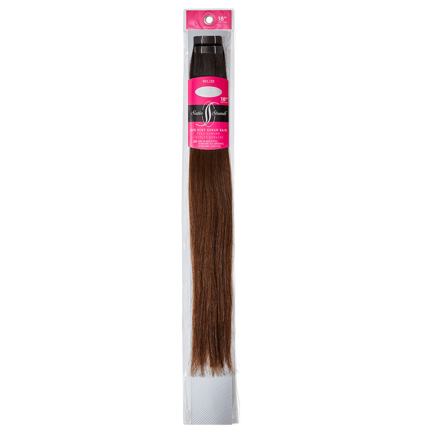 Satin Strands Dark Brown Tape In 18 Inch Human Hair 