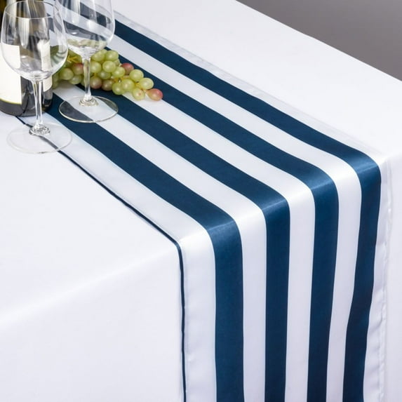Satin Stripe Table Runner 1 Inch Wide Stripes Navy