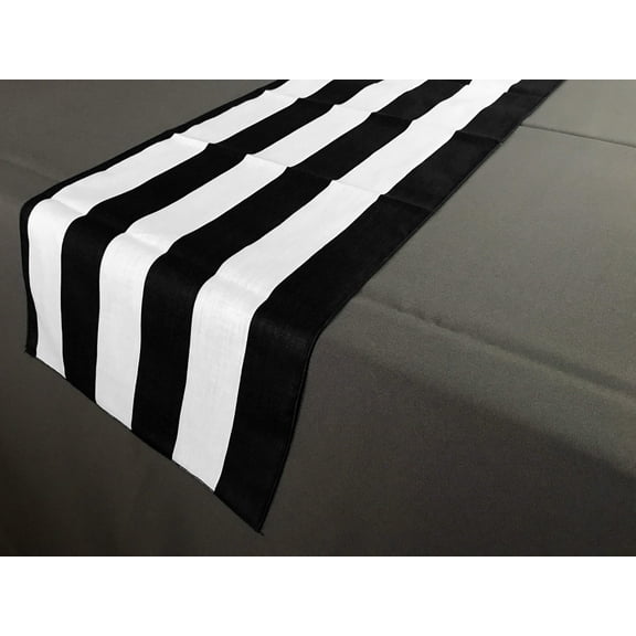 Satin Stripe Table Runner 2 Inch Wide Stripes Black and White