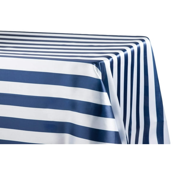 Satin Stripe Tablecloth 2 Inch Navy and White