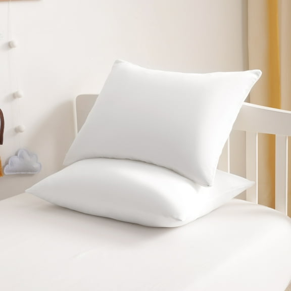Satin Super Soft Toddler Pillowcases with Hidden Zipper Closure, Luxury and Silky Travel Pillow Covers, 13" x 18", White, 2 Pack