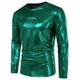 thumbnail image 1 of Satin T Shirts for Men Sparkly Long Sleeve Crewneck Tees Tops Mens Trendy Solid Color Shiny Stretchy Slim Pullover Nightclub Party Tshirts Shirt, 1 of 8