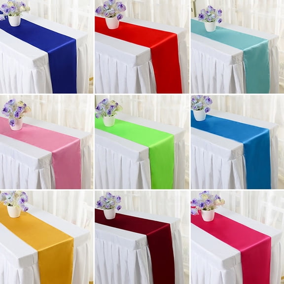 Satin Table Runner Table Cloth 27X275Cm For Banquet Wedding Party Decoration Gold YIWEI