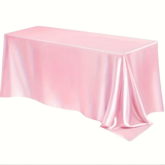 Satin Tablecloth 60 x 84 Inch Overlay Satin Table Cover Rectangle Bright Silk Tablecloth Decoration for Wedding Banquet Party Events (Pink)
