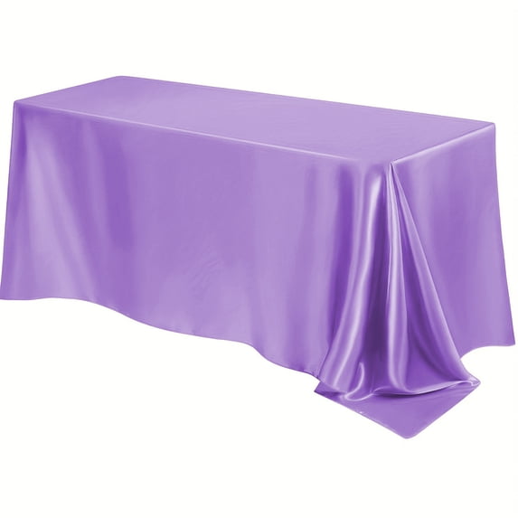 Satin Tablecloth 60 x 84 Inch Overlay Satin Table Cover Rectangle Bright Silk Tablecloth Decoration for Wedding Banquet Party Events (Purple)