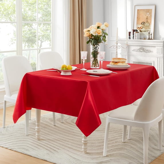 Satin Tablecloth - Wrinkle-resistant Polyester, Extra Large, Formal Dining & Wedding Decor, topliu