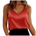 thumbnail image 1 of Satin Tank Tops For Women Loose Fit Sleeveless V Neck Camisole Blouses Shirt Top Size XL, 1 of 8