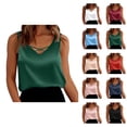 thumbnail image 1 of Satin Tank Tops for Women Dressy Casual V Neck Smooth Silk Sleeveless Work Shirt Going out Tops Summer Outfits, 1 of 4