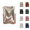 thumbnail image 1 of Satin Tank Tops for Women Elegant Dressy Casual Crewneck Beaded Sleeveless Shirt Going out Tops Summer Outfits, 1 of 2