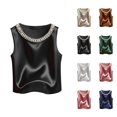 thumbnail image 1 of Satin Tank Tops for Women Elegant Dressy Casual Crewneck Beaded Sleeveless Shirt Going out Tops Summer Outfits, 1 of 5