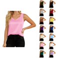 thumbnail image 1 of Satin Tank Tops for Women Lightweight Dressy Casual V Neck Plain Sleeveless Shirt Summer Outfits, 1 of 5