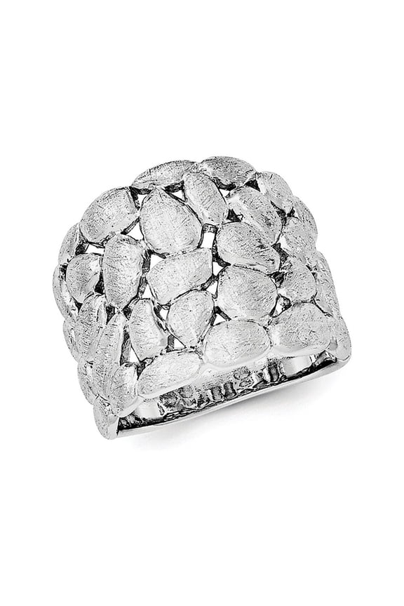 Gem & Harmony Satin Textured Nugget Ring in Sterling Silver with Rhodium Plating for Women