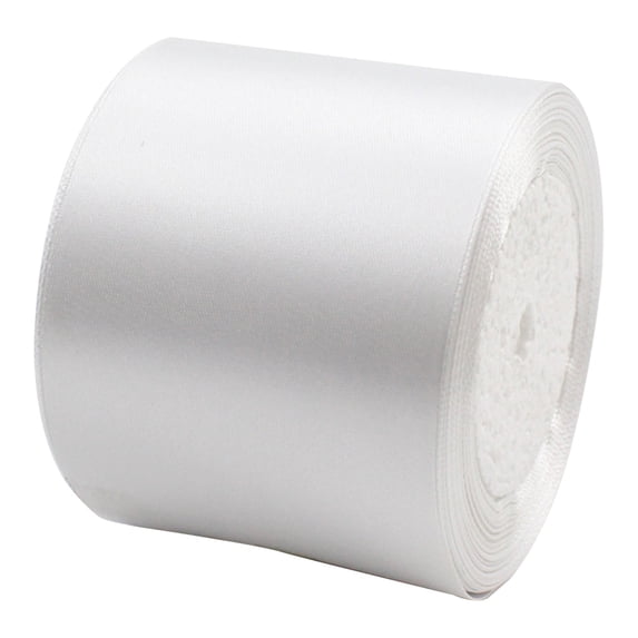 Satin Thick Ribbon, Cosmug Wedding Craft Ribbon, for Chair Sash, Flower Bouquets, Bows Making and DIY Projects, White