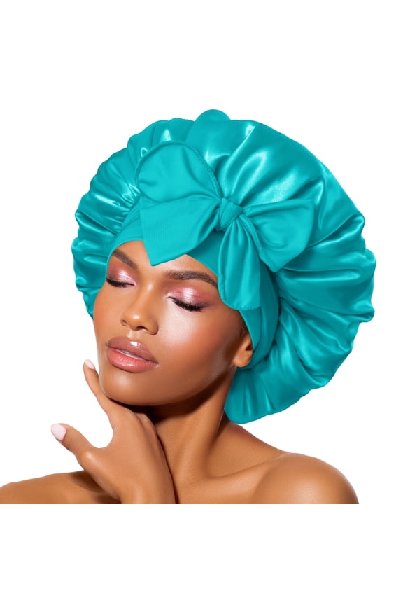 Satin Tie Bonnet Standard Aqua Blue