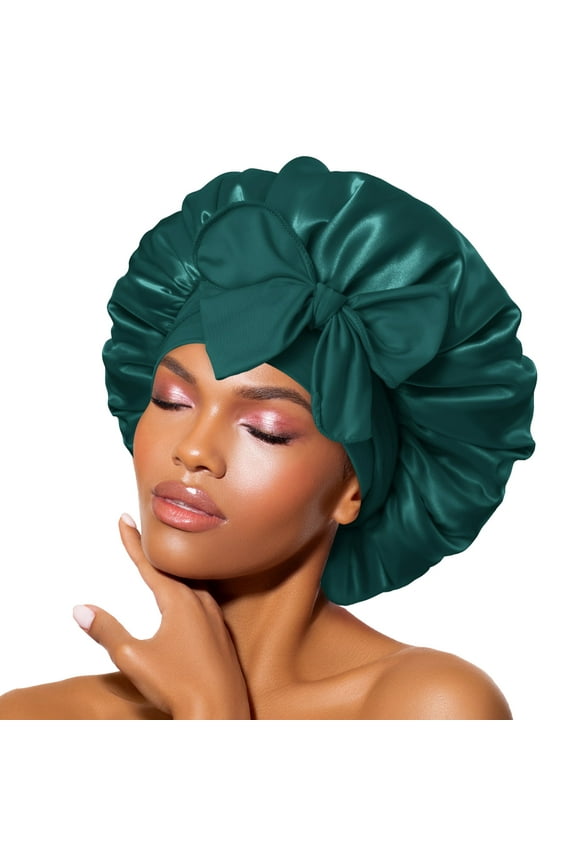 Satin Tie Bonnet Standard Darkish Green