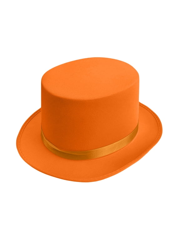 Satin Top Hats for Women Magician & Performed Victorian Dress Up Christmas Top Hats Theatrical Clown Bowler Cosplay Costume Comedy Show Hat Orange One Size