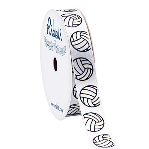 Satin Volleyball Ribbon,5/8Inch X 10Yard,White/Black,Use For Team