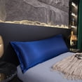 thumbnail image 1 of Satin Waterproof Long Body Pillowcase 48x18 Inch, Soft Ice Silk Pillow Cover with Protective Layer, Liquid-Proof Sleeping Pillowcase for Bedroom, Dark Blue, 1 of 6