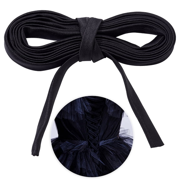 Satin Wedding Dress Back Tie Rope Black 14~16mm about 3.83 Yards(3.5m)/Strand DIY