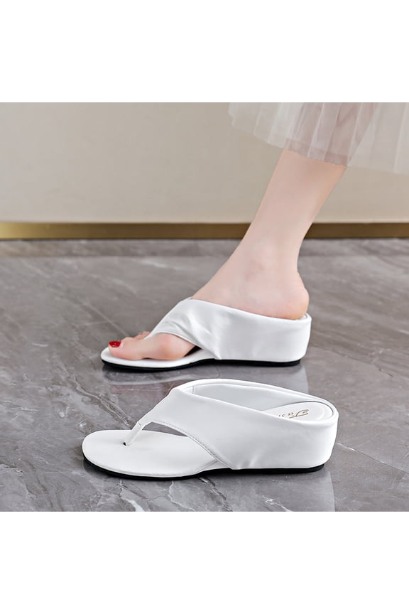 Satin Wedge Flip Flop Slide Sandals