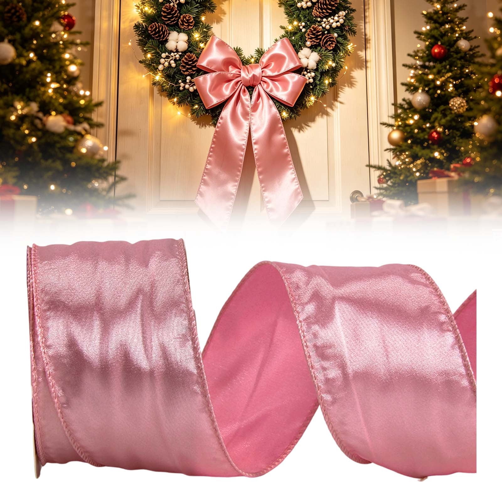 Satin Wired Ribbon 2.48 Inch 20 Yards, Christmas Wired Edge Ribbon for ...
