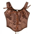 thumbnail image 1 of Satin Women Vintage Overbust Renaissance Corset Bustier Bodyshaper Lace-Up Tank Tops Bodice Brown XL, 1 of 6