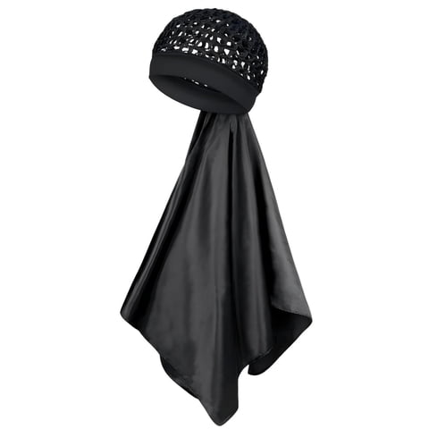 Satin Wrap Cap Hair Net And Scarf Combo for Silk Press - Soft Hair Net with Scarf for Sleeping, Protective Hair Wrap Scarf