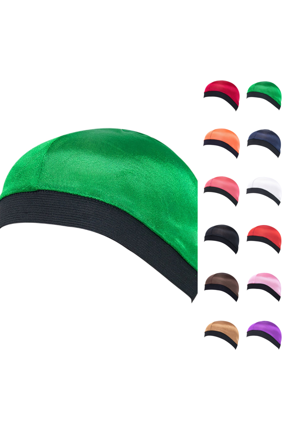 Satin lined wig cap for moisture retention, Suitable for all hair types and porosity Green One Size