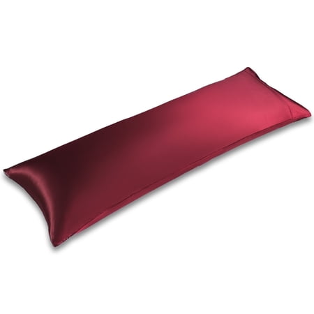 LIFCOM Satin Pillowcase Set of 1 for Hair and Skin, Silky Body Pillow Case with Envelope Closure ,20"×54", Burgundy