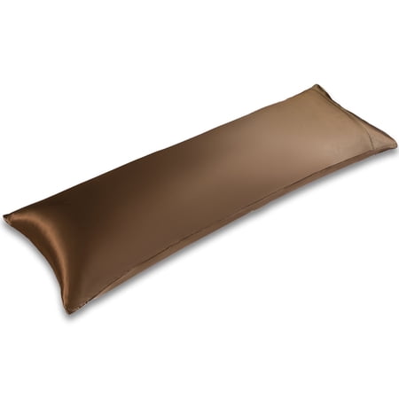 LIFCOM Satin Pillowcase Set of 1 for Hair and Skin, Silky Body Pillow Case with Envelope Closure ,20"×54", Brown