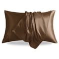 thumbnail image 1 of LIFCOM Satin Pillowcase Set of 2 for Hair and Skin, Silky Queen Pillow Case with Envelope Closure ,20"×30", Brown, 1 of 6