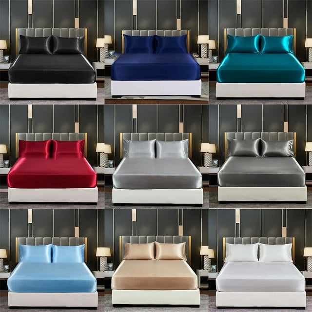 Satin silk Bed Deep Pocket Twin Full Queen King Bed Mattress Cover Soft