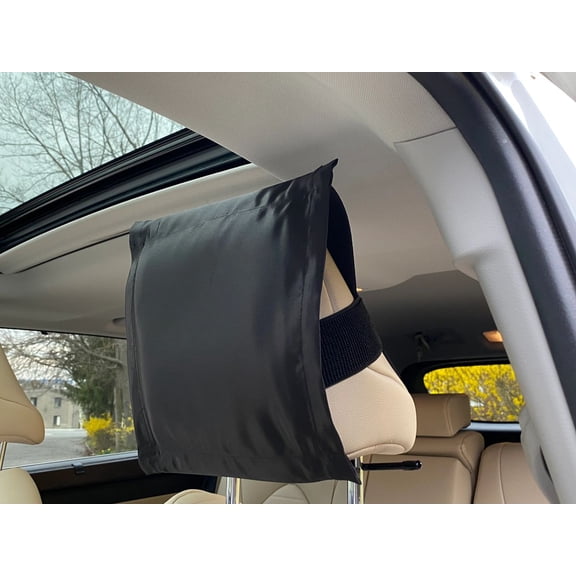SatinProtect Black Satin Headrest Cover with Base