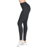 Satina High Waisted Leggings for Women | 3 Inch Waistband (One Size, Charcoal)