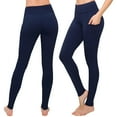 thumbnail image 1 of SATINA Navy Blue Leggings with Pockets for Women - High Waisted Yoga Pants - Buttery Soft and Stretchy Fabric - Full Length and Capri Options Available - Tummy Control - For Gym, Running and Daily Us, 1 of 6
