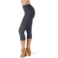 thumbnail image 1 of Satina Women's Plus Size Capri Leggings Waistband, Charcoal, 3", 1 of 6