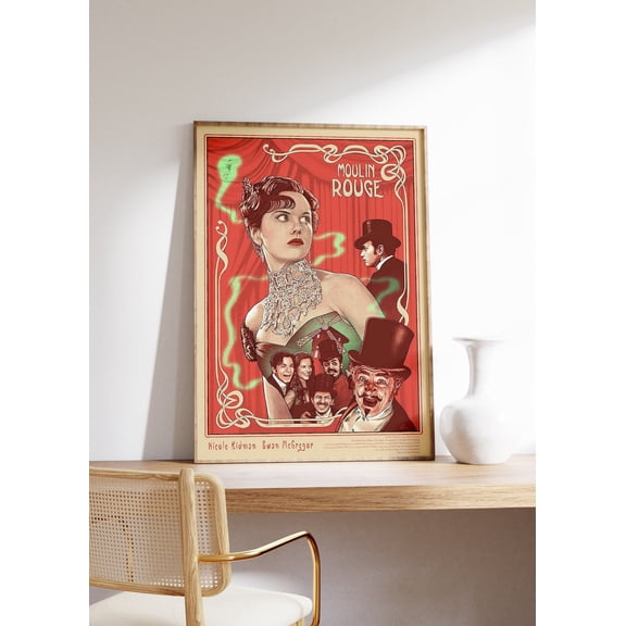 Satine, Christian, Harold Zidler Art , Moulin Rouge Musical Wall Art, Vintage Moulin Rouge 2001 , Retro Moulin Rouge Unframed Paper Print