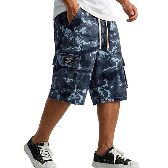 Satingcolo Cargo Hiking Shorts for Men Summer Workout Hiking Shorts with Pockets Knee Length Casual Loose Bermuda Athletic Short