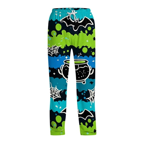 Satingcolo Funny Men's Pajama Pants Halloween Soft Sleep Lounge Pants Lightweight Pjs Bottoms with Drawstring for Men