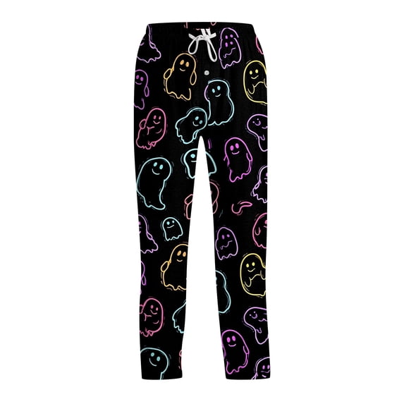 Satingcolo Funny Men's Pajama Pants Halloween Soft Sleep Lounge Pants Lightweight Pjs Bottoms with Drawstring for Men