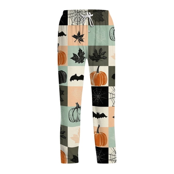 Satingcolo Halloween Men's Pajama Pants, Fun Pajama Bottoms for Men, Lightweight Comfy Pjs Bottoms Lounge with Drawstring