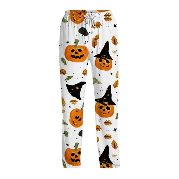 Satingcolo Halloween Men's Pajama Pants, Fun Pajama Bottoms for Men, Lightweight Comfy Pjs Bottoms Lounge with Drawstring