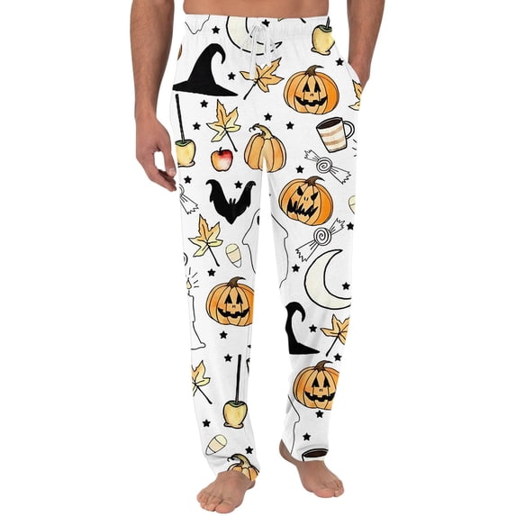Satingcolo Halloween Mens Pajama Pants Sleepwear Lightweight Soft Pjs Bottoms Sleep Lounge Long Pant with Drawstring Pockets