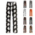 thumbnail image 1 of Satingcolo Halloween Pajama Pants Women Cute Funny Print Pajamas Casual Elastic Waist Palazzo Pants Fall Pajamas, 1 of 6