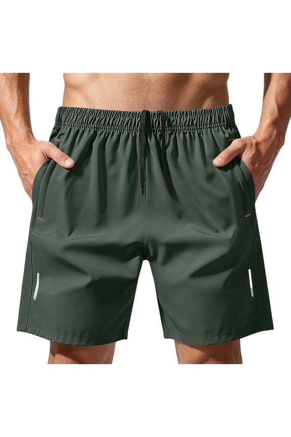 Men Swim Trunks Gym Sport Shorts with Mesh Liner Zipper Pocket Quick Dry Breathable for Workout Runing Beach Pool