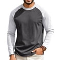 thumbnail image 1 of Satingcolo Men's Baseball T Shirts Raglan Long Sleeve Crew Neck Casual Spring Top Workout Athletic Regular Fitted Tee Shirts,Dark Gray 4XL, 1 of 4